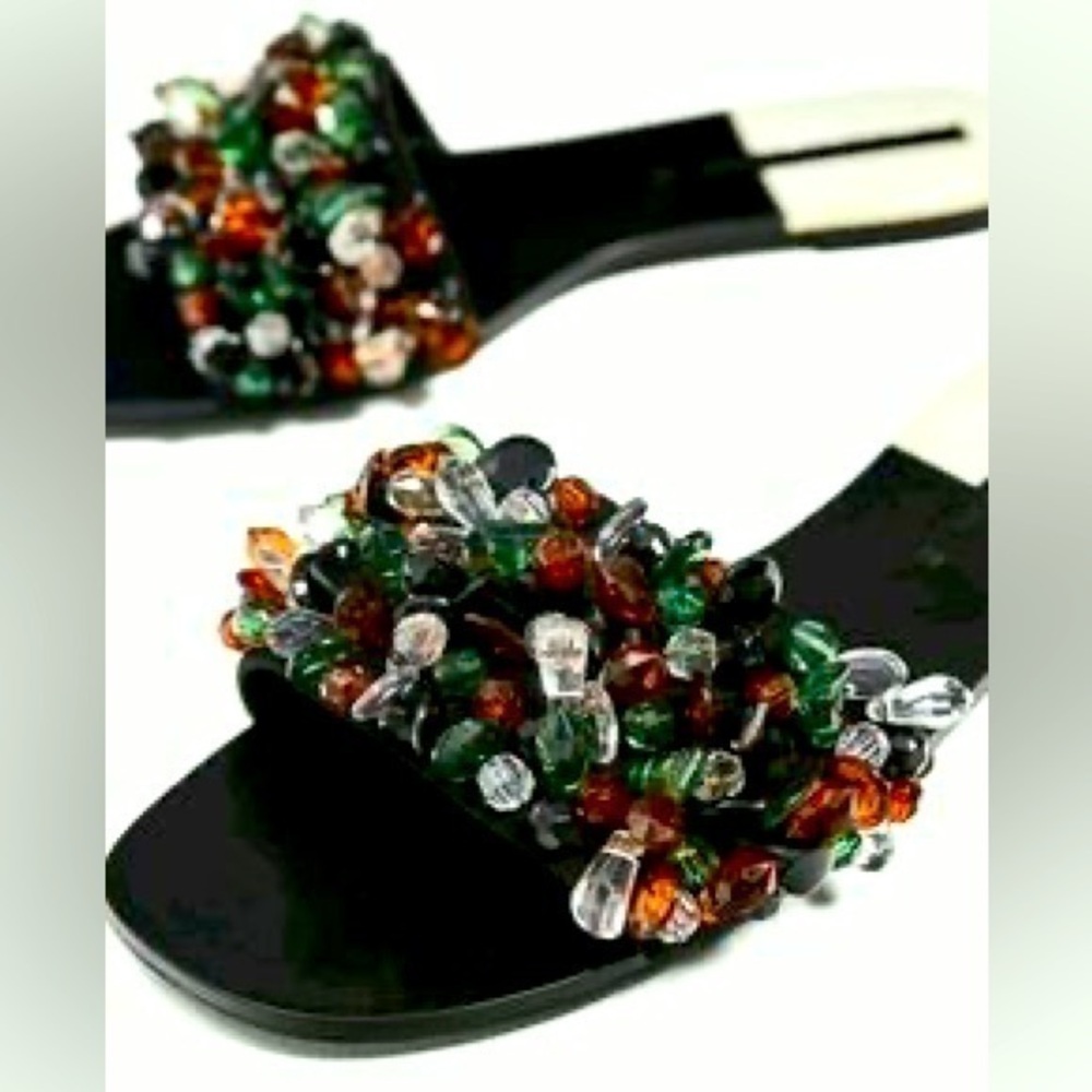 Zara black beaded sandals/ slides Size 36